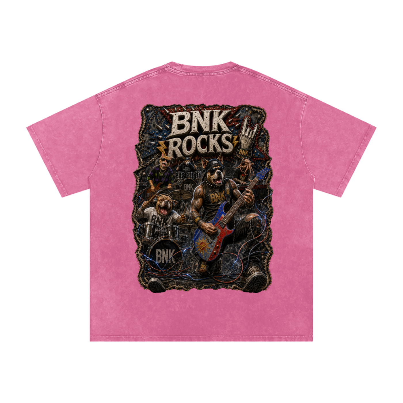 BNKN ROCKS Snow Washed Oversized Cotton T-Shirt