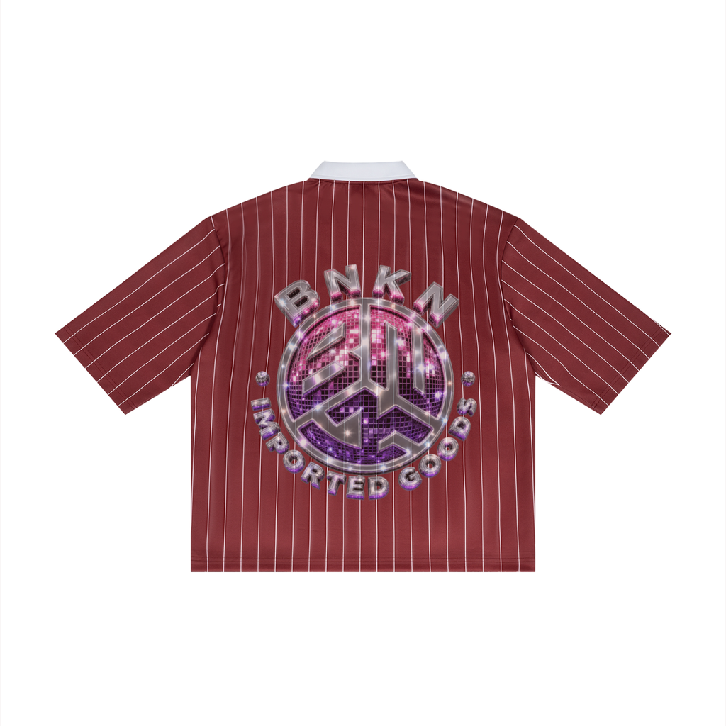 BNKN DISCO LOGO Unisex Pinstripe Collared Soccer Jersey