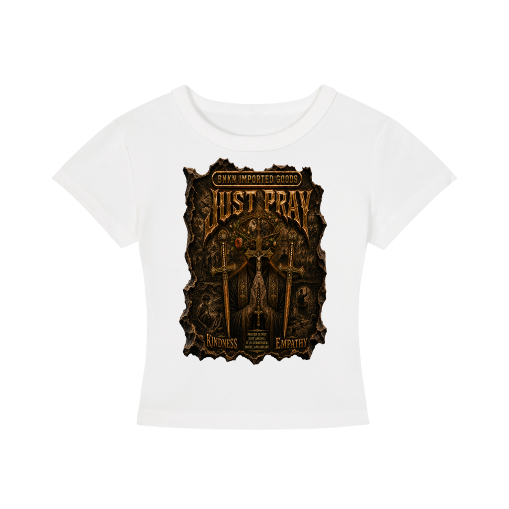 BNKN JUST PRAY Women's Cropped T-Shirt