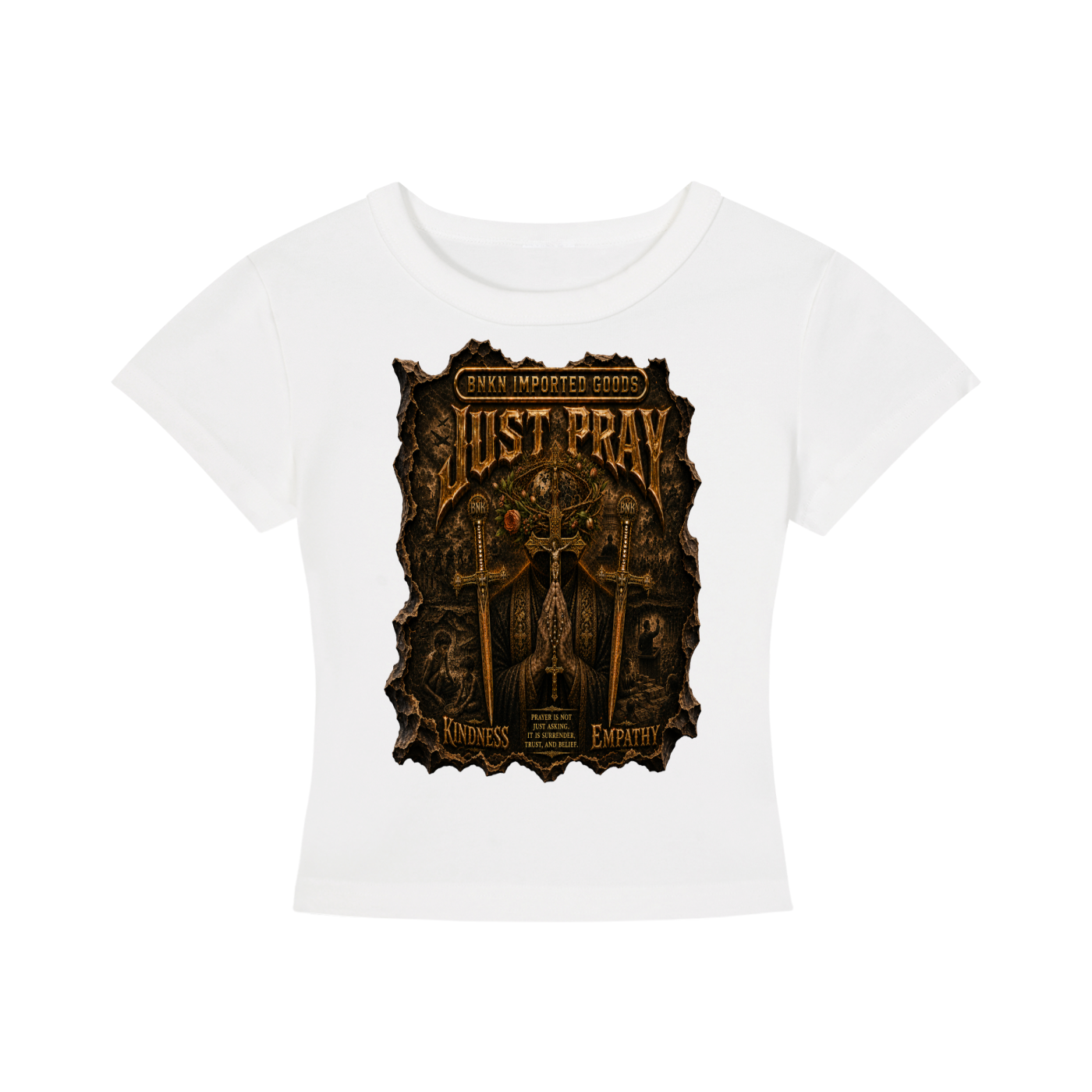 BNKN JUST PRAY Women's Cropped T-Shirt
