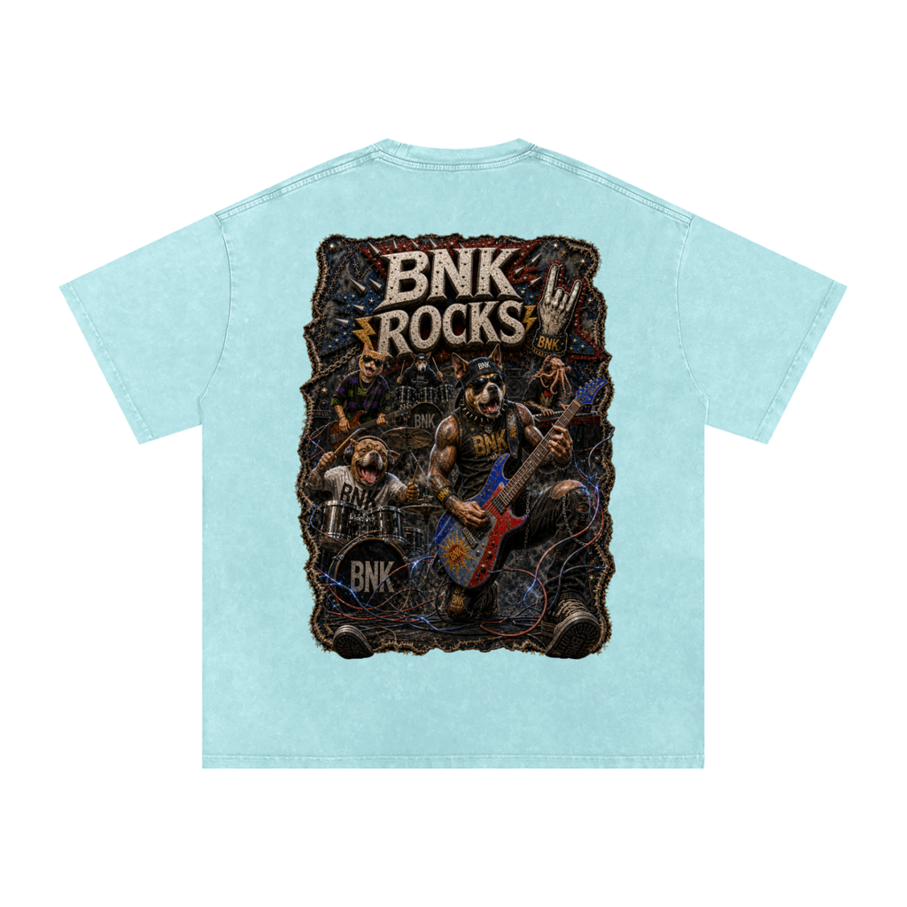 BNKN ROCKS Snow Washed Oversized Cotton T-Shirt