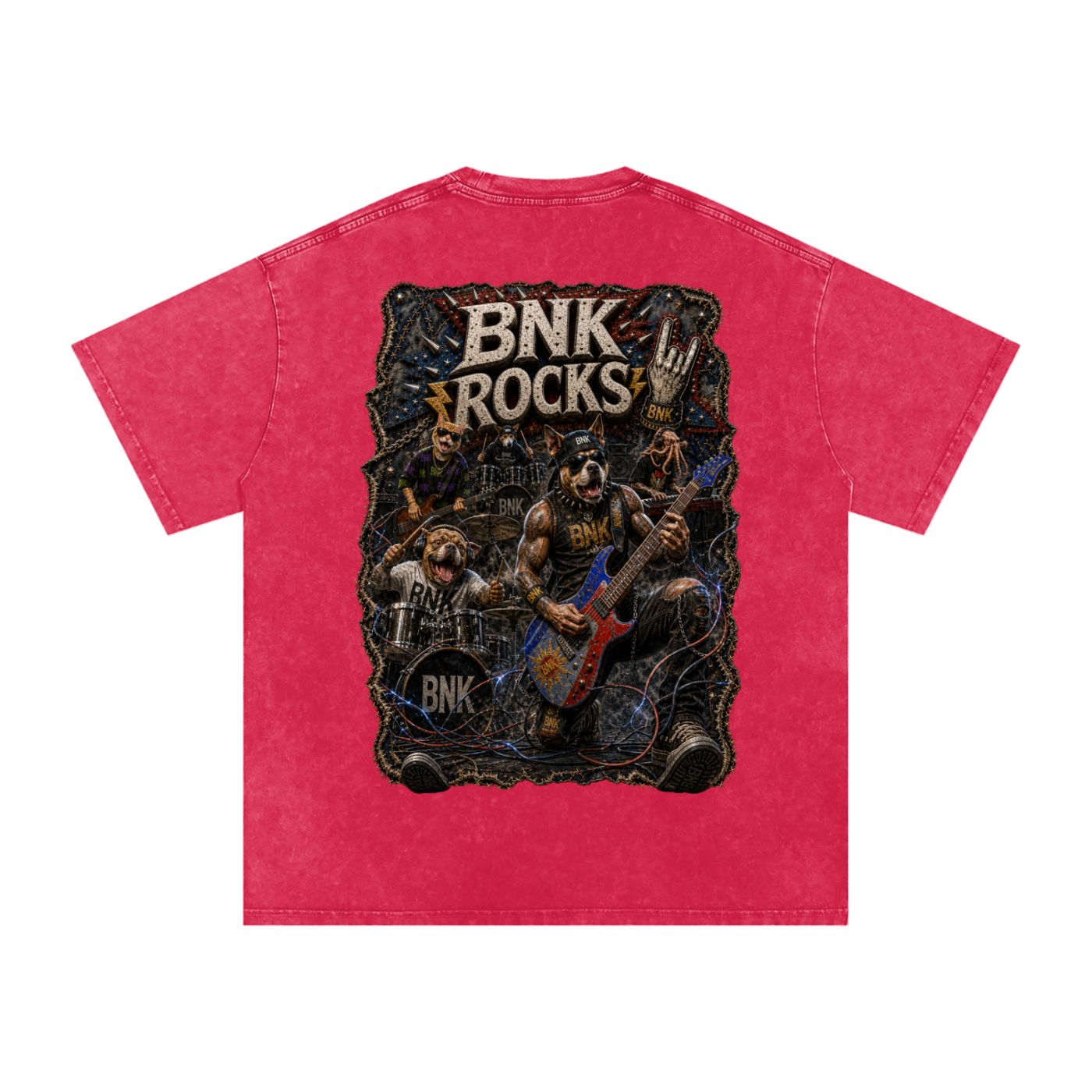 BNKN ROCKS Snow Washed Oversized Cotton T-Shirt