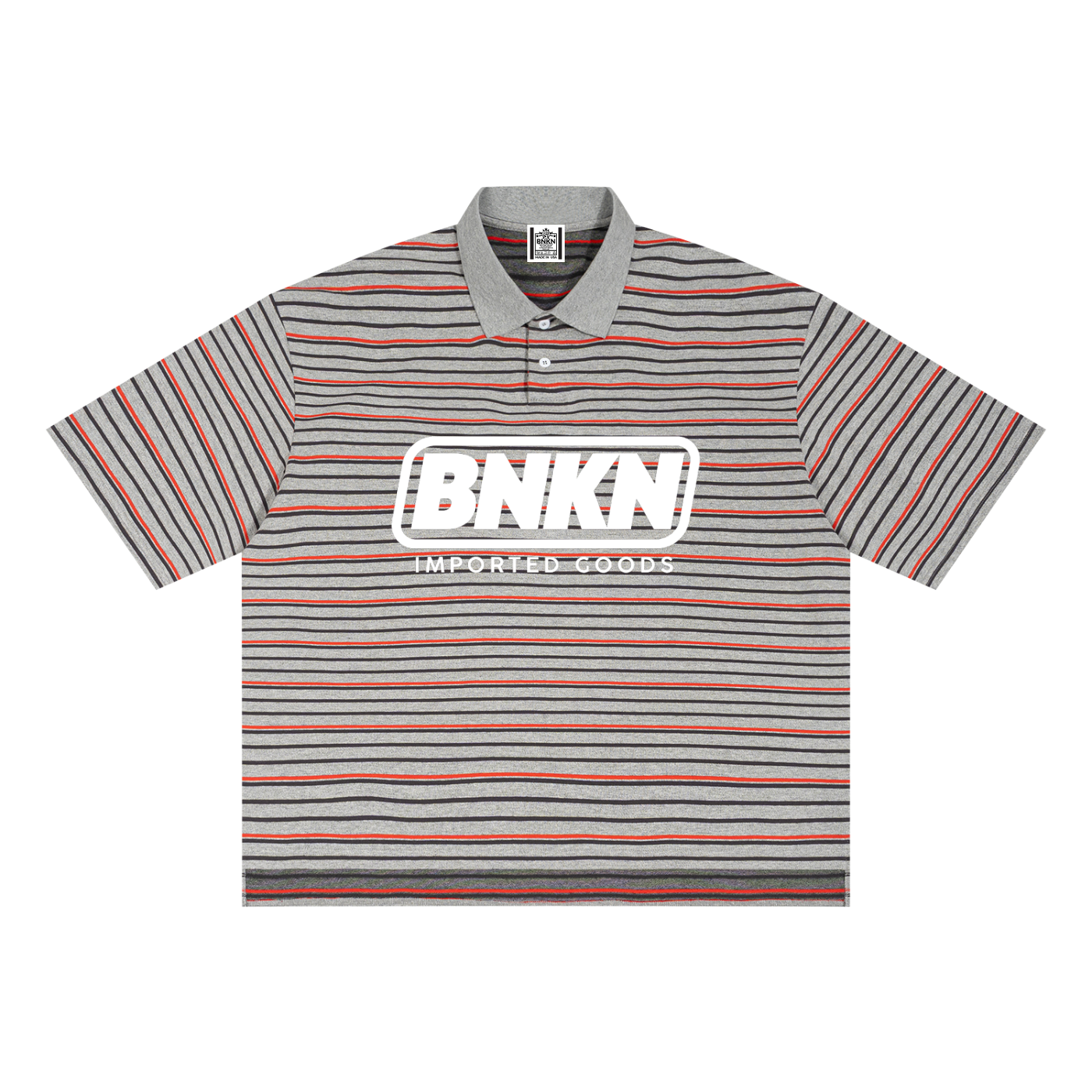 Unisex Striped Boxy Collared Polo Shirt