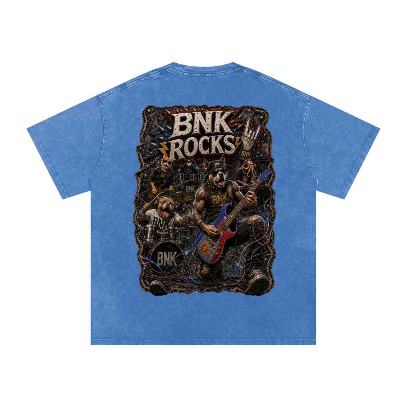 BNKN ROCKS Snow Washed Oversized Cotton T-Shirt