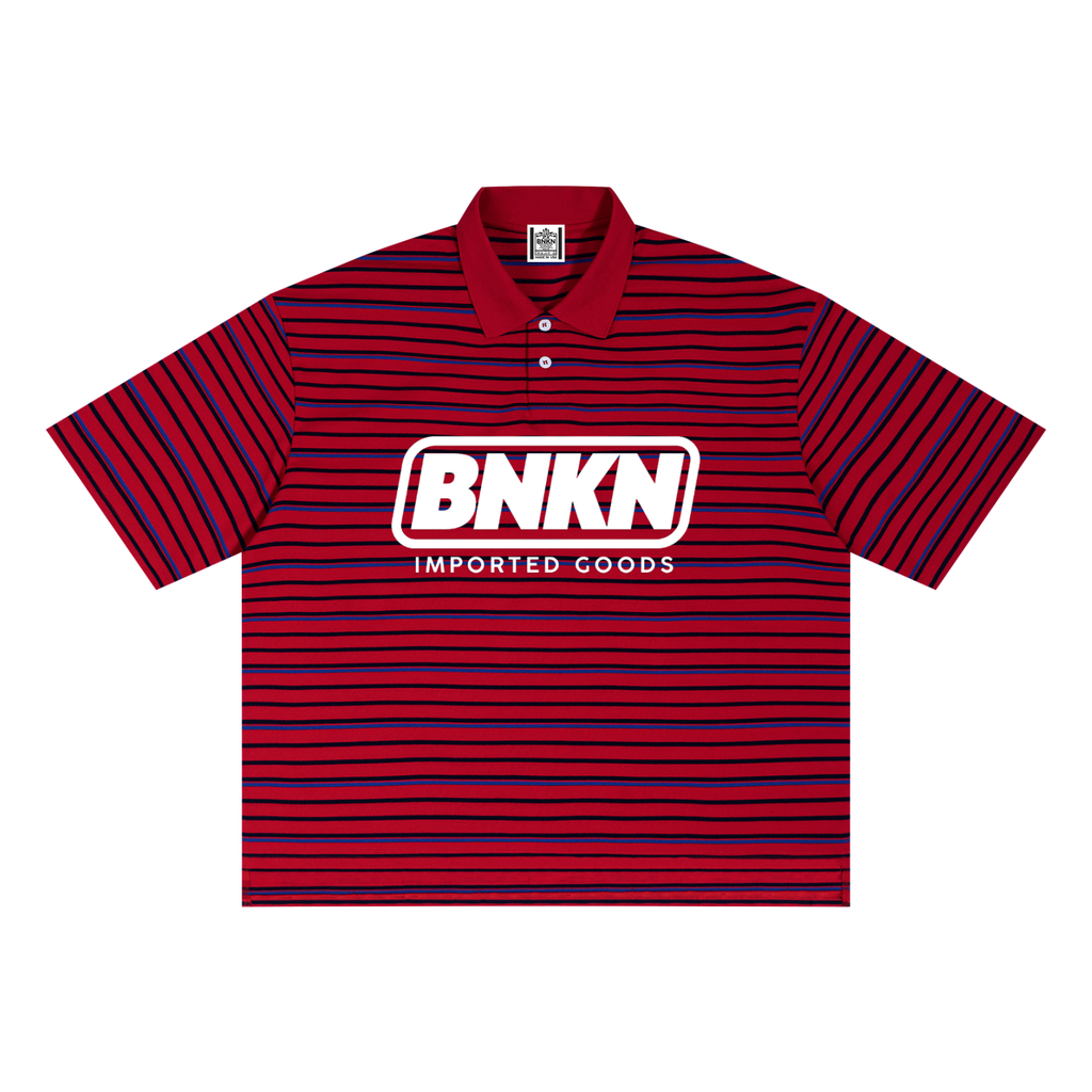 Unisex Striped Boxy Collared Polo Shirt