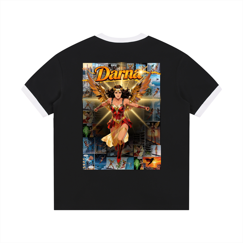 Contrast Edge Ribbed Crewneck T-Shirt