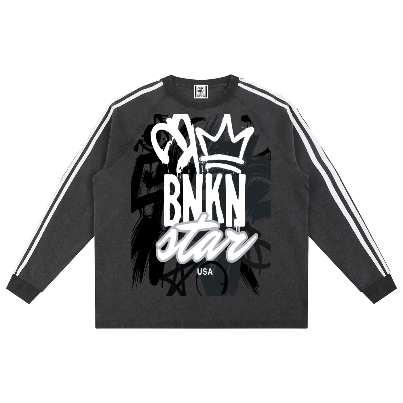 BNKN STAR Snow Washed Contrast Tape Sweatshirt