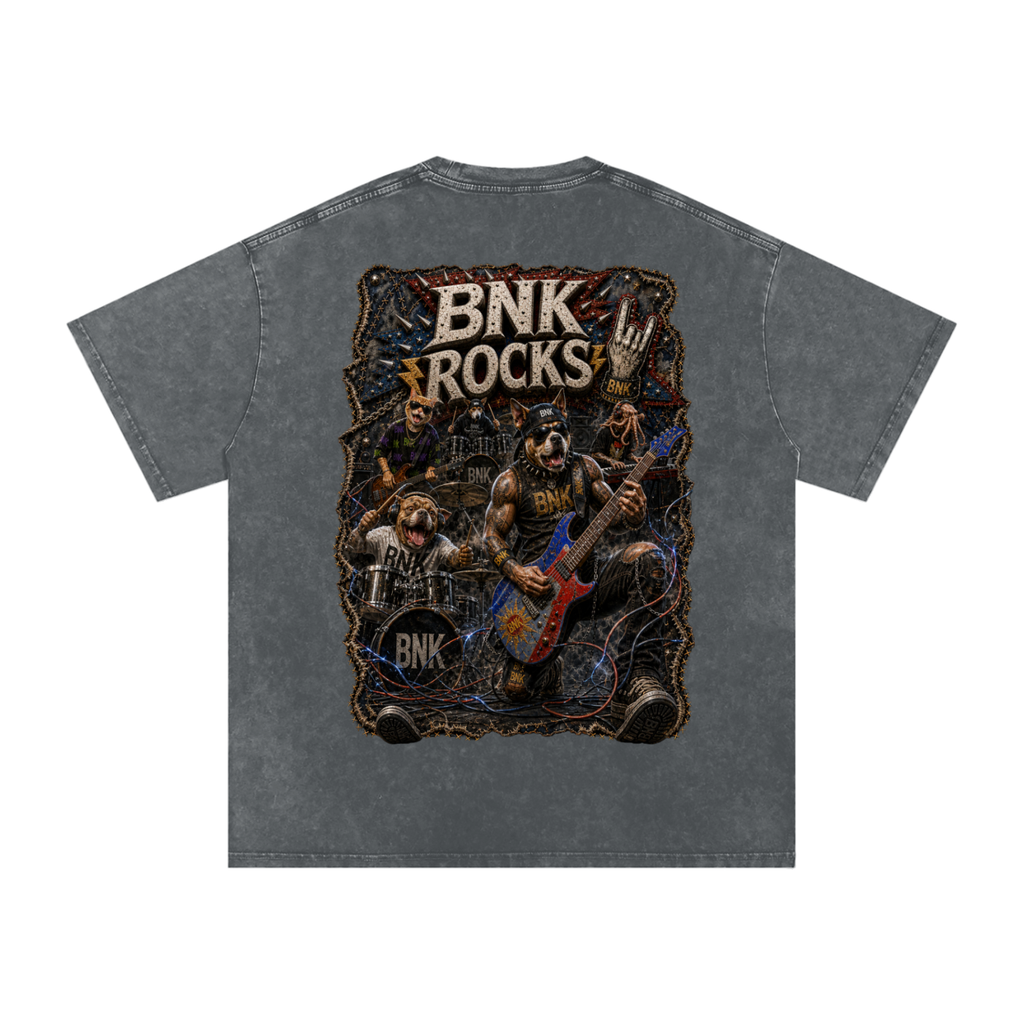 BNKN ROCKS Snow Washed Oversized Cotton T-Shirt
