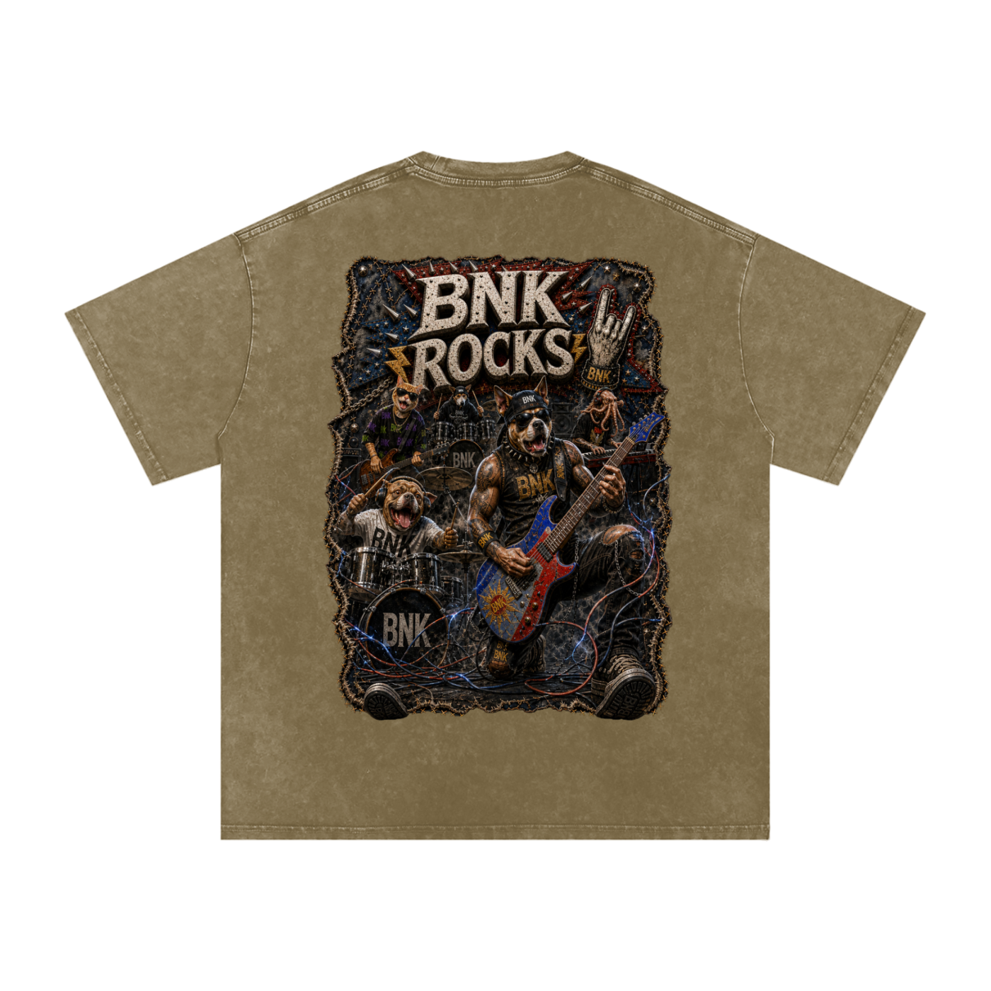 BNKN ROCKS Snow Washed Oversized Cotton T-Shirt