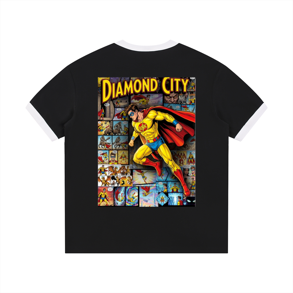 Contrast Edge Ribbed Crewneck T-Shirt