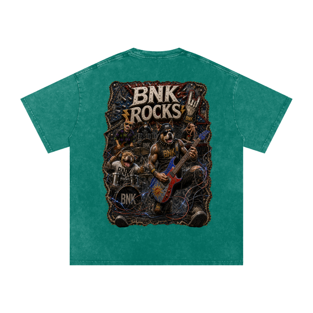 BNKN ROCKS Snow Washed Oversized Cotton T-Shirt