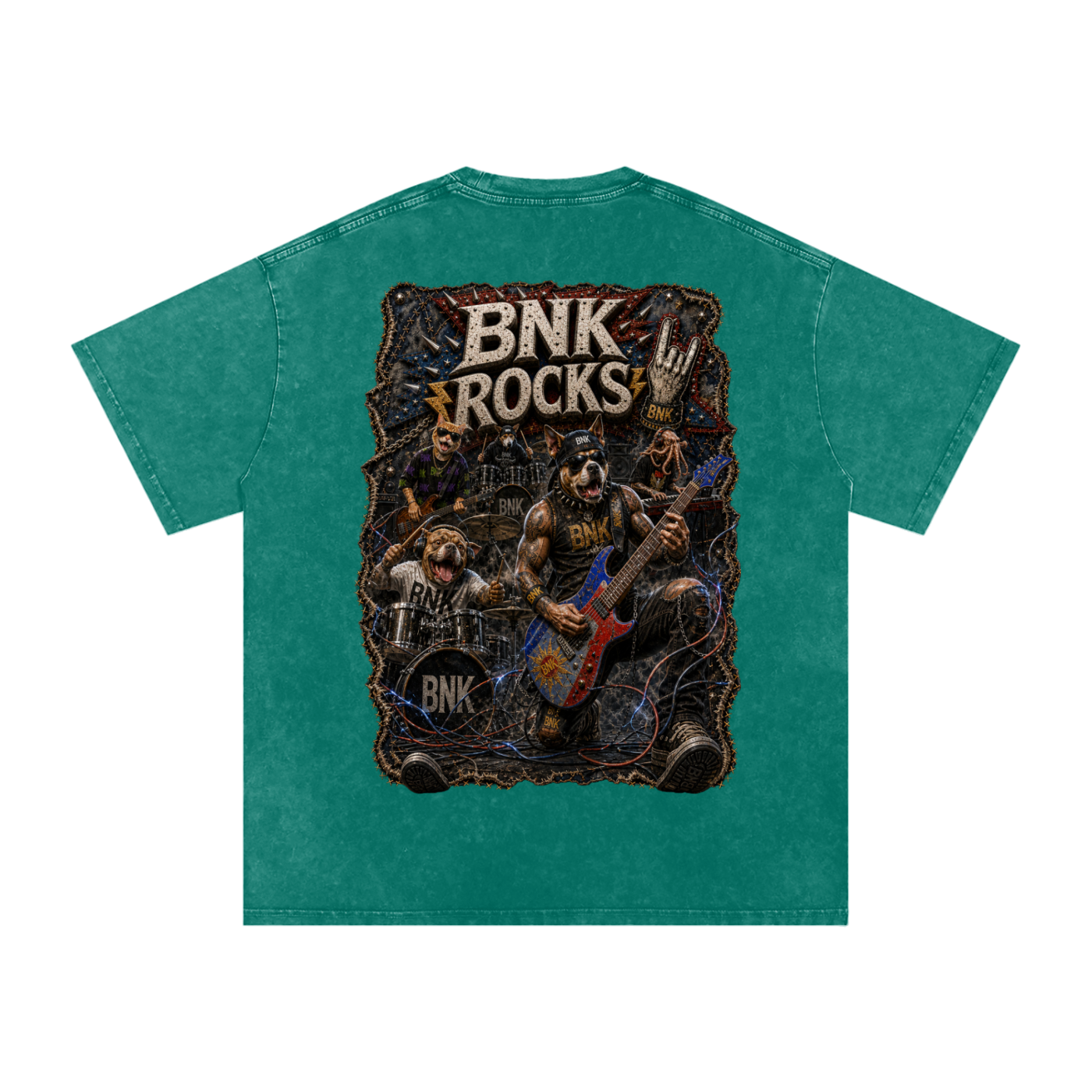 BNKN ROCKS Snow Washed Oversized Cotton T-Shirt