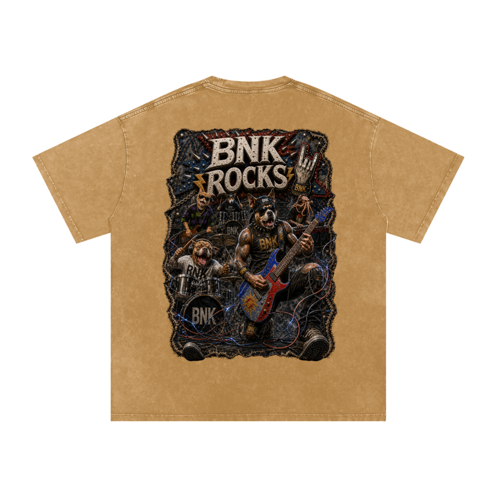 BNKN ROCKS Snow Washed Oversized Cotton T-Shirt