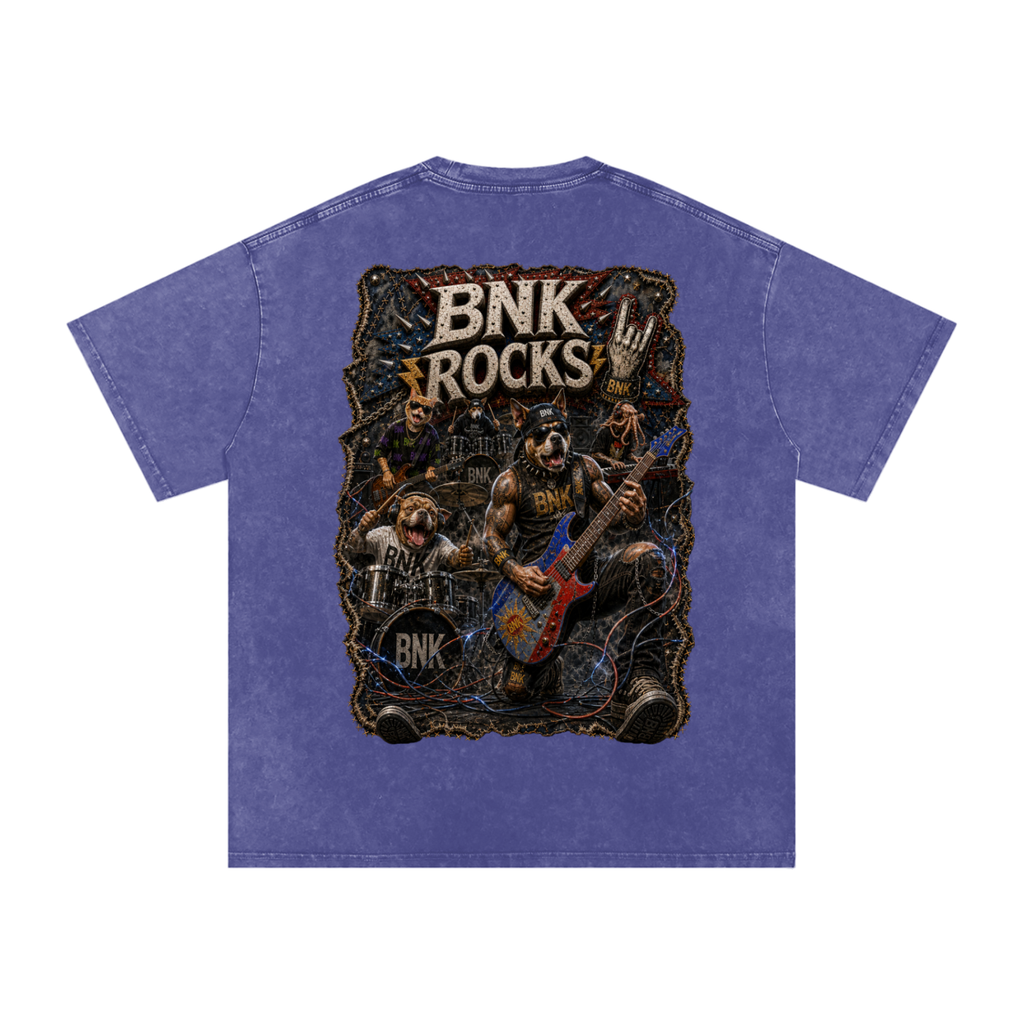 BNKN ROCKS Snow Washed Oversized Cotton T-Shirt