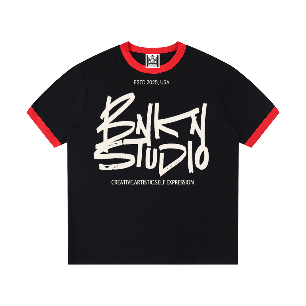 Contrast Edge Ribbed Crewneck T-Shirt