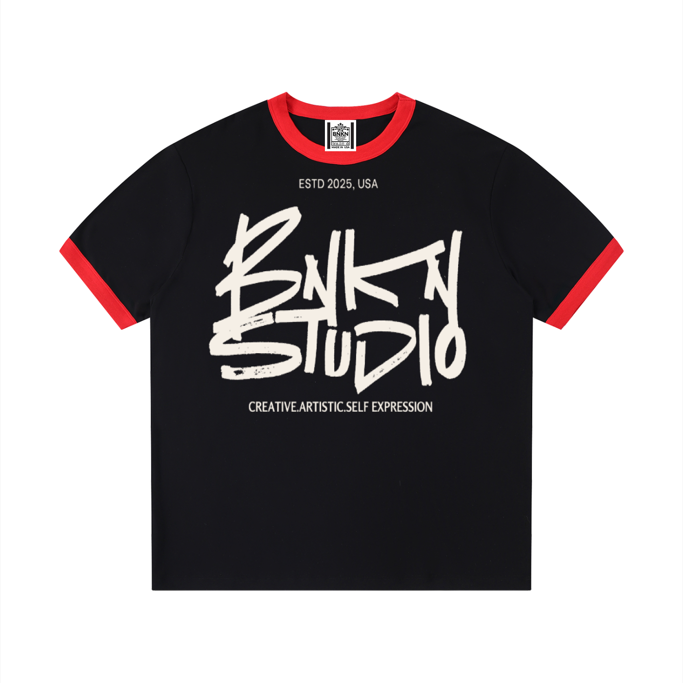 Contrast Edge Ribbed Crewneck T-Shirt