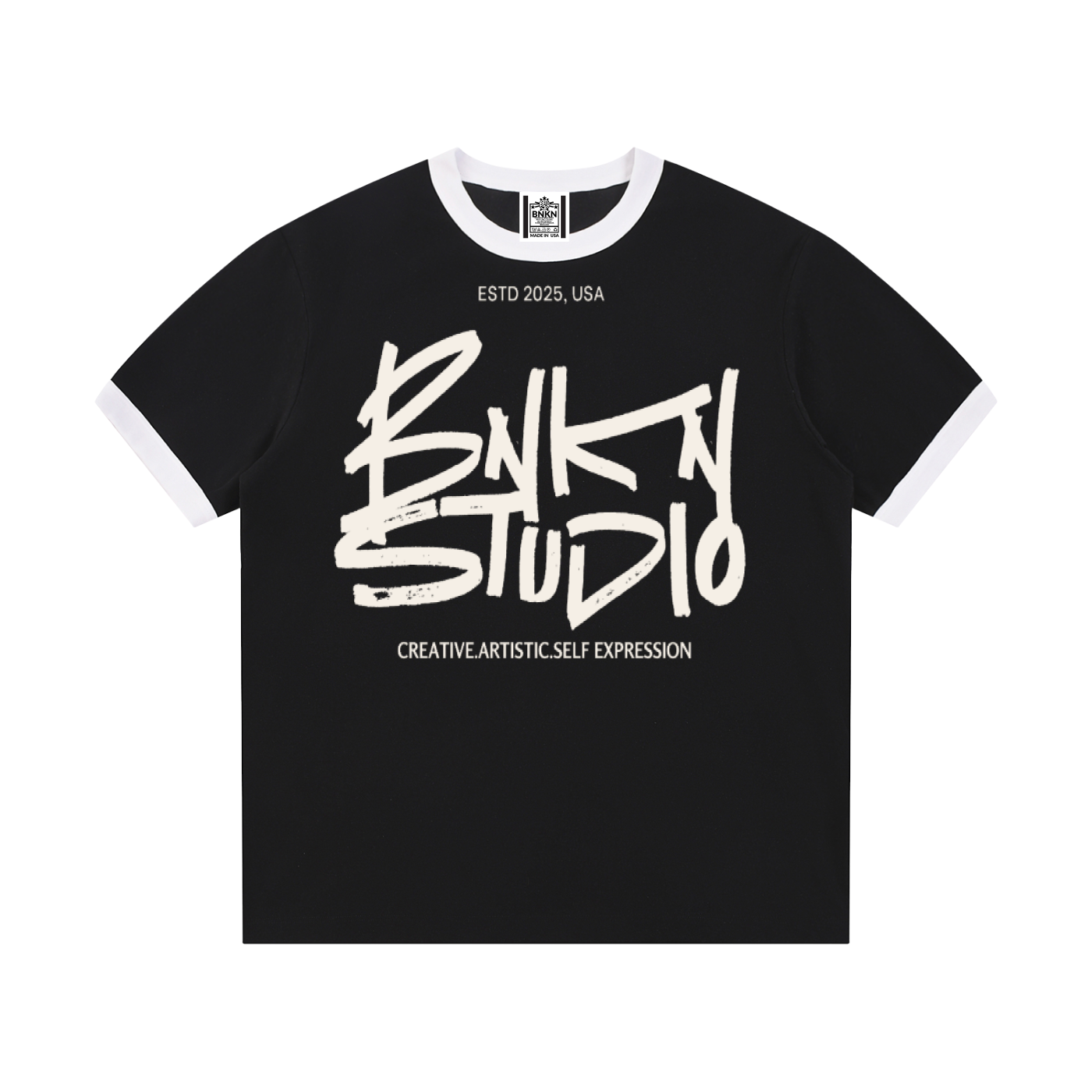 Contrast Edge Ribbed Crewneck T-Shirt