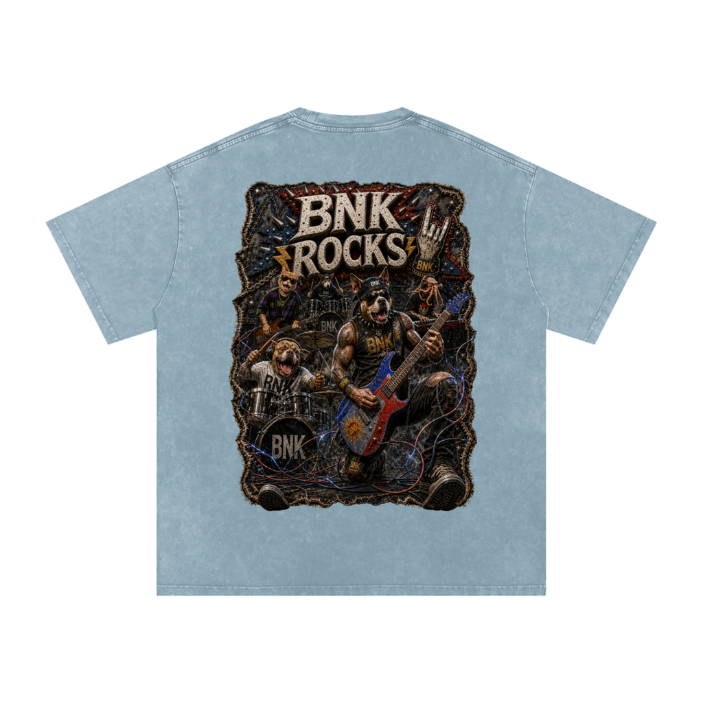 BNKN ROCKS Snow Washed Oversized Cotton T-Shirt