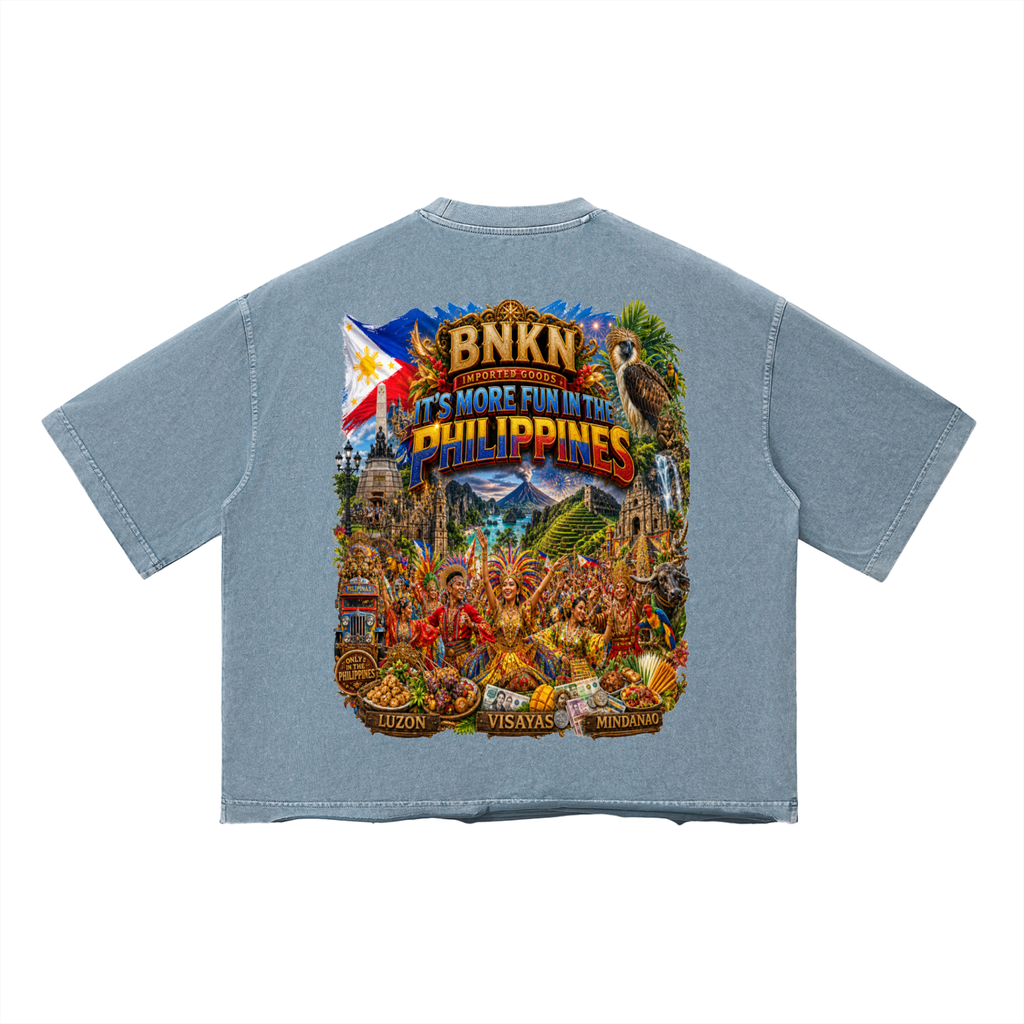 BNKN ITS MORE FUN IN THE PHILIPPINES Unisex Vintage Wash Boxy T-Shirt