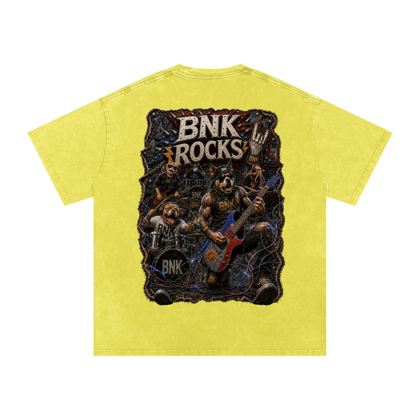 BNKN ROCKS Snow Washed Oversized Cotton T-Shirt