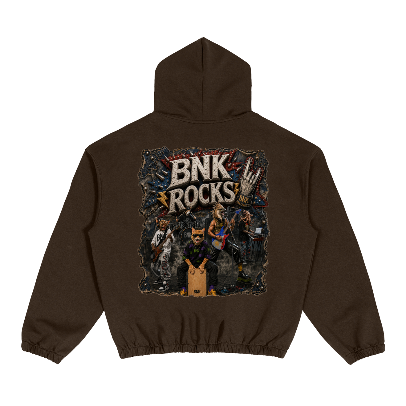 BNKN ROCKS Boxy Cinched Hem Hoodie