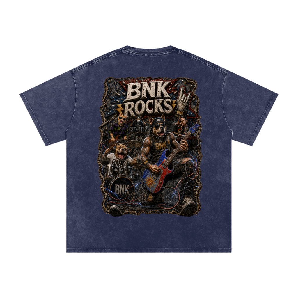 BNKN ROCKS Snow Washed Oversized Cotton T-Shirt