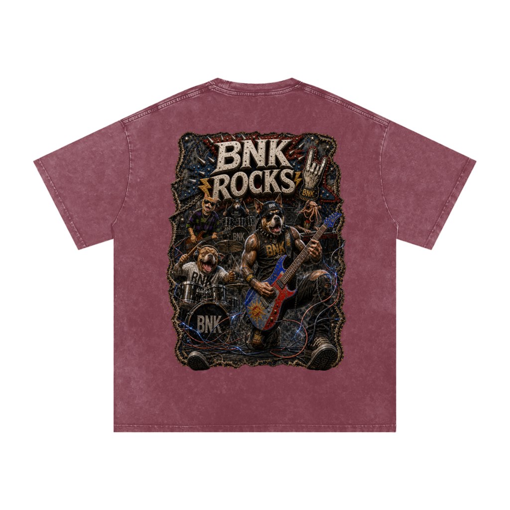BNKN ROCKS Snow Washed Oversized Cotton T-Shirt