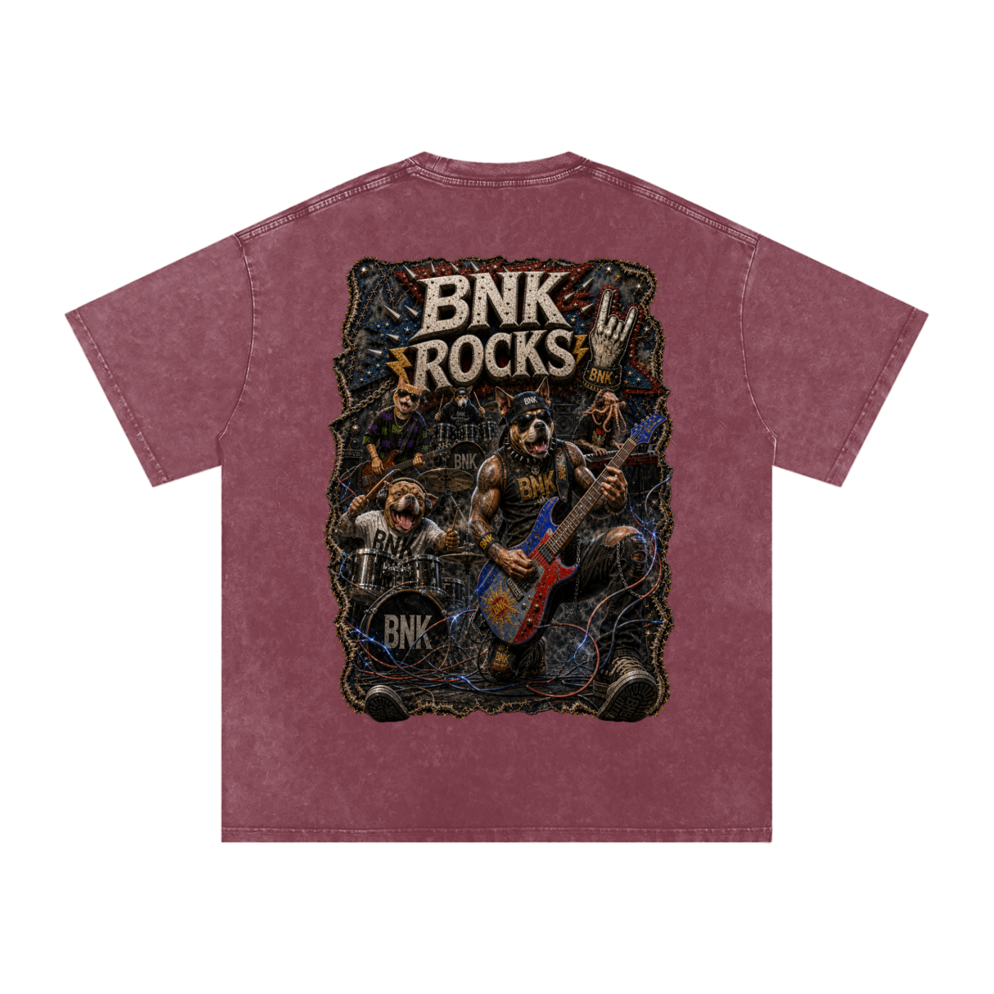 BNKN ROCKS Snow Washed Oversized Cotton T-Shirt