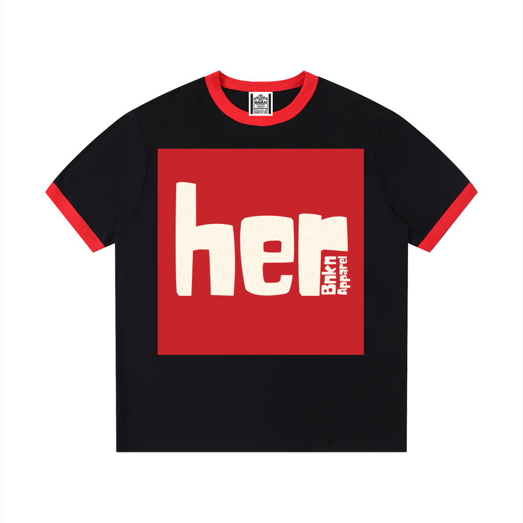 Contrast Edge Ribbed Crewneck T-Shirt