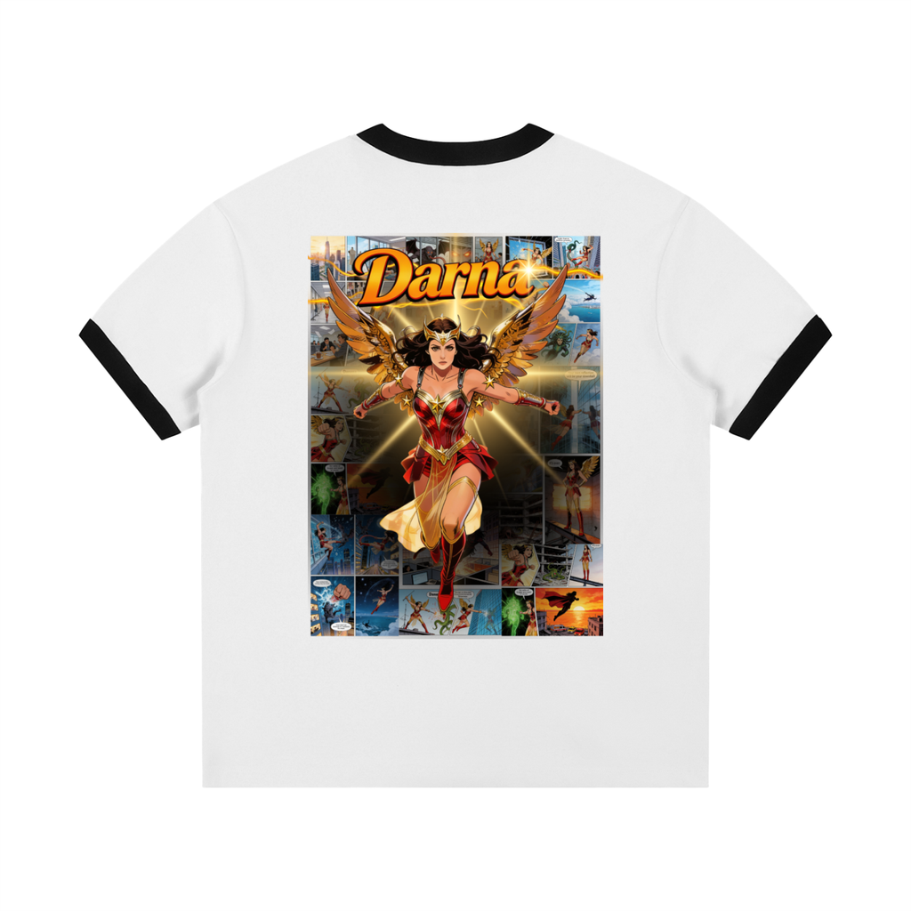Contrast Edge Ribbed Crewneck T-Shirt