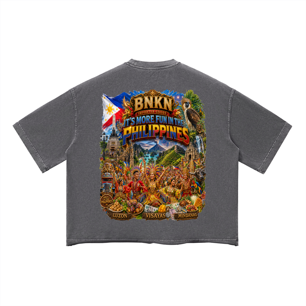 BNKN ITS MORE FUN IN THE PHILIPPINES Unisex Vintage Wash Boxy T-Shirt