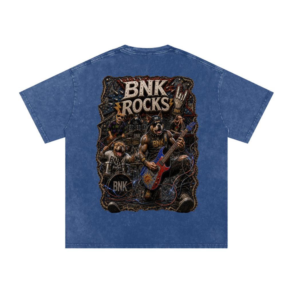 BNKN ROCKS Snow Washed Oversized Cotton T-Shirt