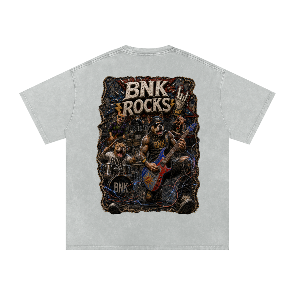 BNKN ROCKS Snow Washed Oversized Cotton T-Shirt