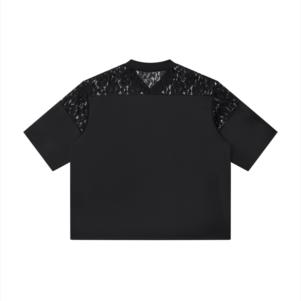 BNKN Unisex Lace Paneling V-Neck T-Shirt
