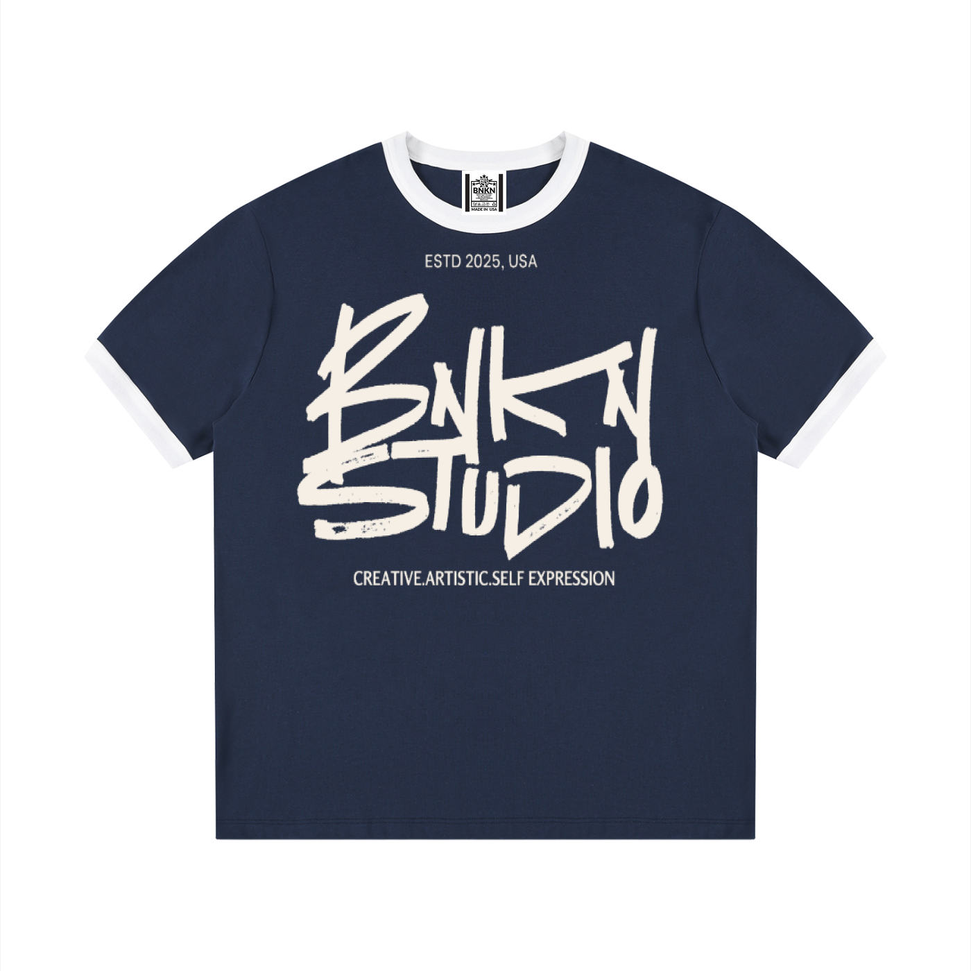 Contrast Edge Ribbed Crewneck T-Shirt