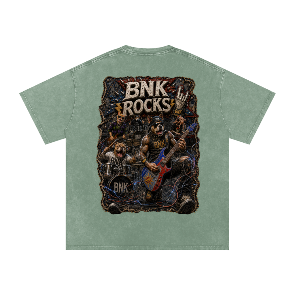 BNKN ROCKS Snow Washed Oversized Cotton T-Shirt