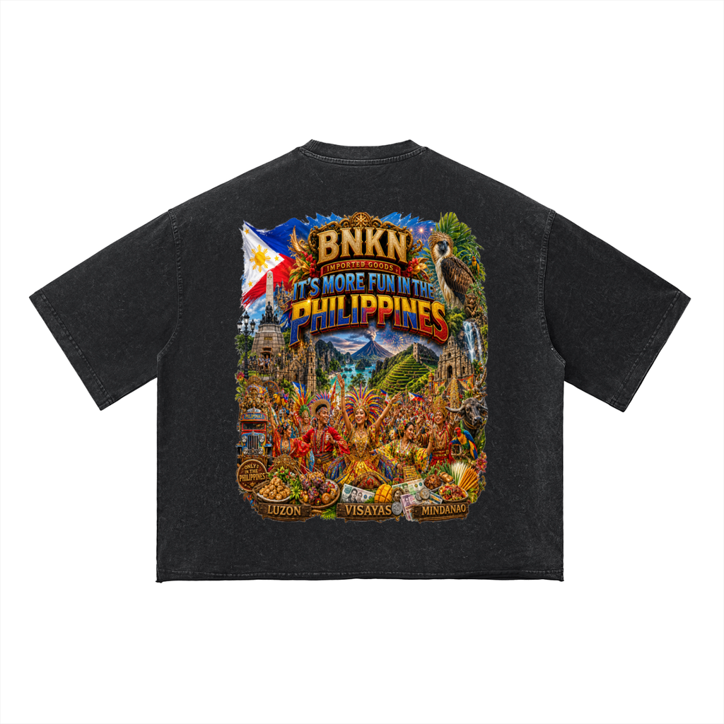 BNKN ITS MORE FUN IN THE PHILIPPINES Unisex Vintage Wash Boxy T-Shirt