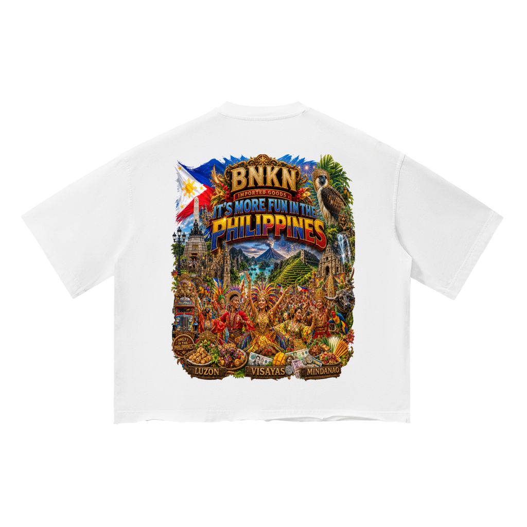 BNKN ITS MORE FUN IN THE PHILIPPINES Unisex Vintage Wash Boxy T-Shirt
