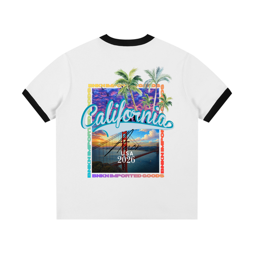 BNKN CALIFORNIA AMOR Contrast Edge Ribbed Crewneck T-Shirt