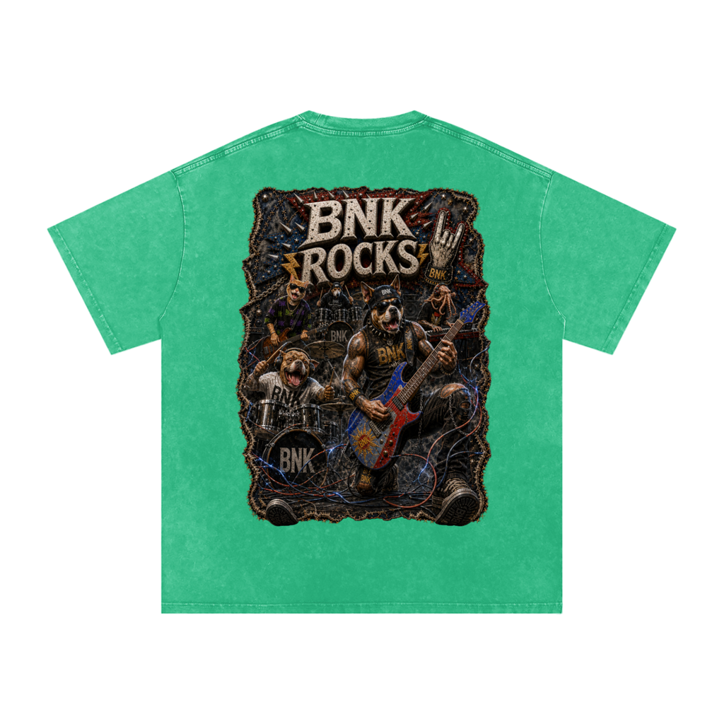 BNKN ROCKS Snow Washed Oversized Cotton T-Shirt