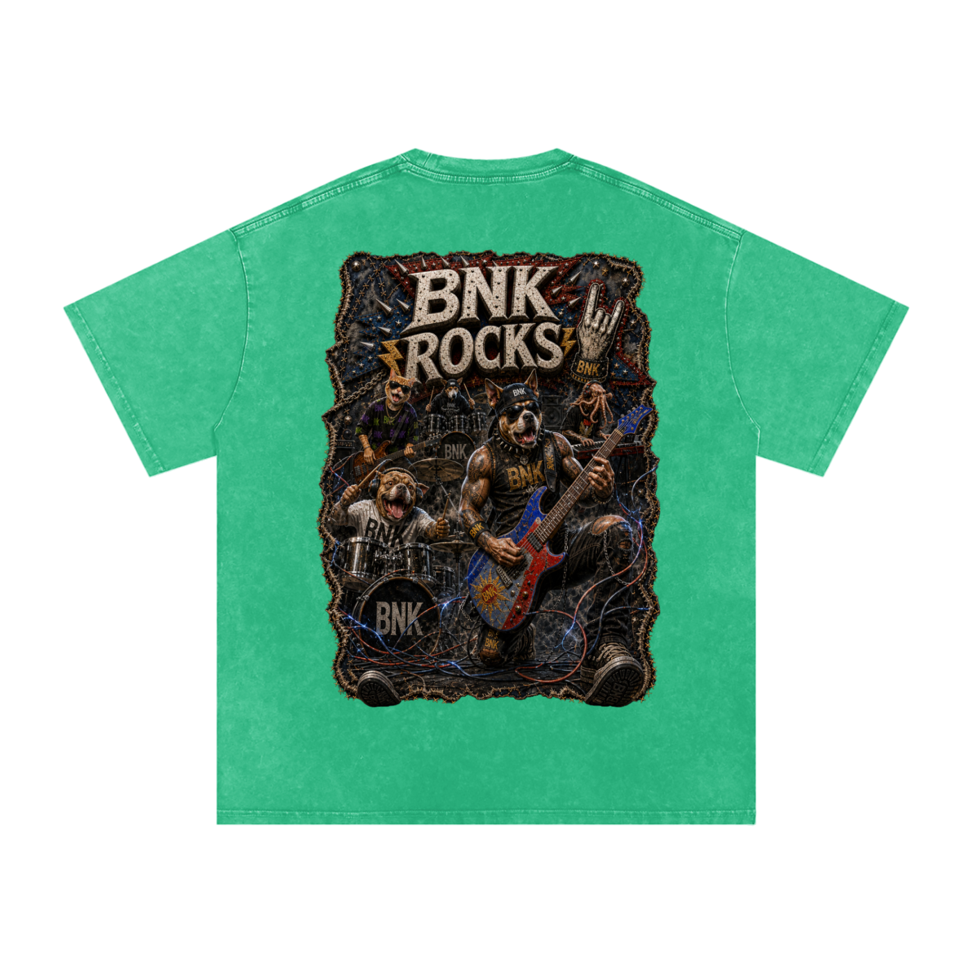 BNKN ROCKS Snow Washed Oversized Cotton T-Shirt