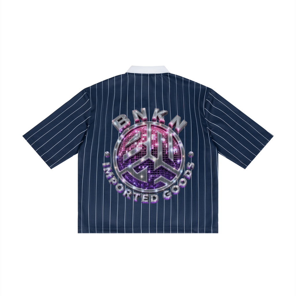 BNKN DISCO LOGO Unisex Pinstripe Collared Soccer Jersey