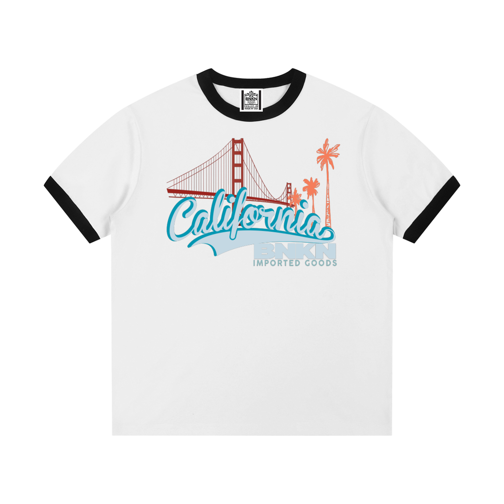 BNKN CALIFORNIA AMOR Contrast Edge Ribbed Crewneck T-Shirt