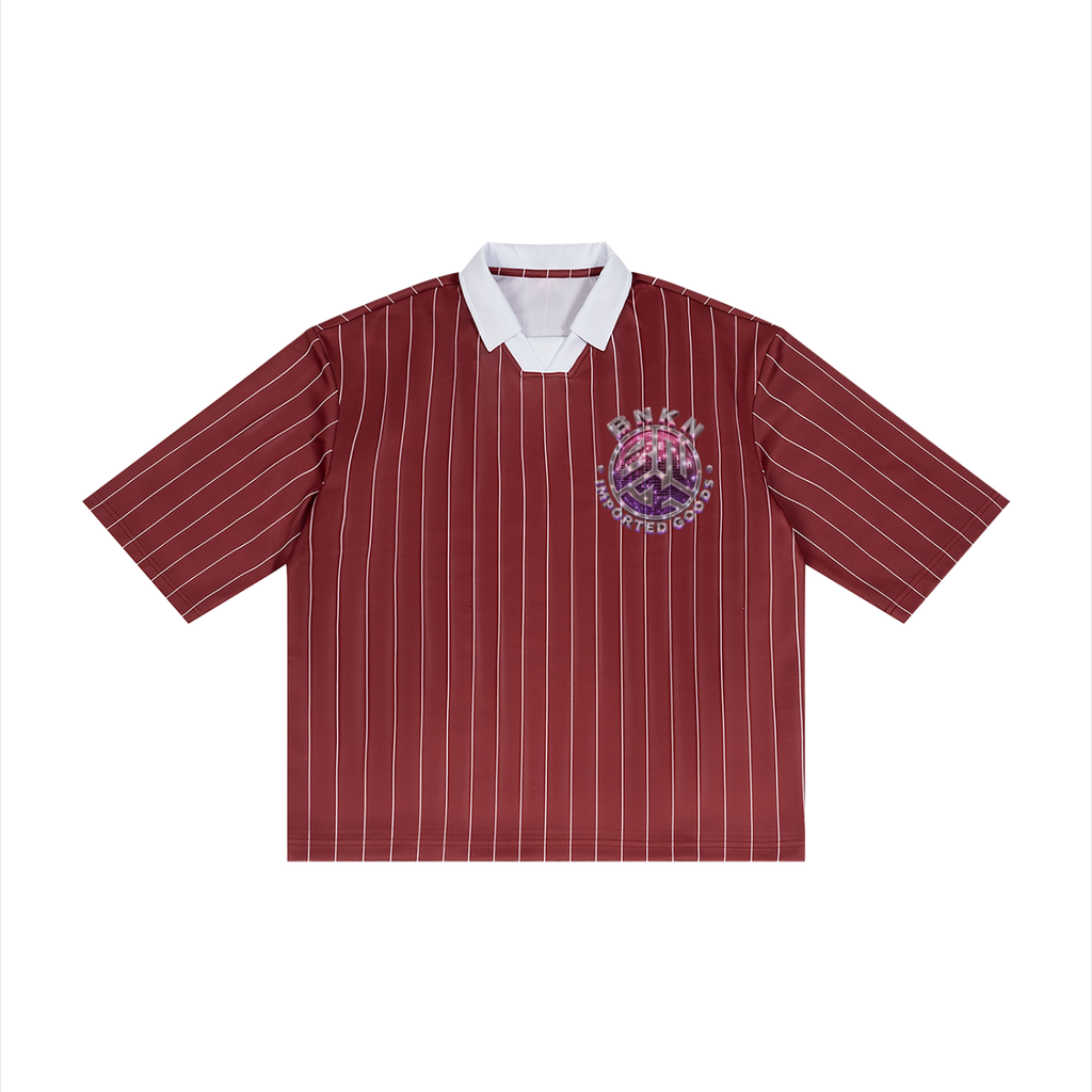BNKN DISCO LOGO Unisex Pinstripe Collared Soccer Jersey